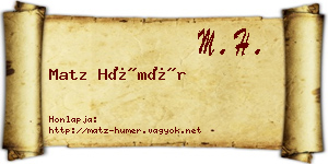 Matz Hümér névjegykártya
